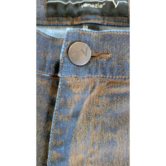 VTG Flare Jeans Plu Size 20 Dirty Suede Look 90s Y2K Boot Cut Flocked Denim - Picture 6 of 10